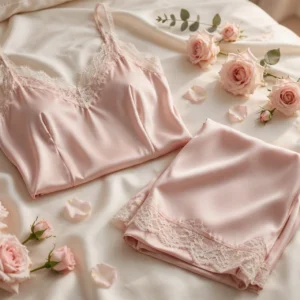 Blush pink satin nightwear set