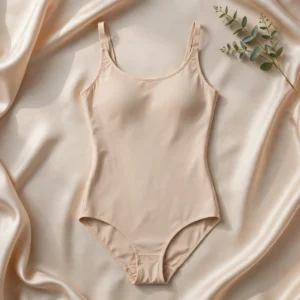 Beige shapewear bodysuit flat lay