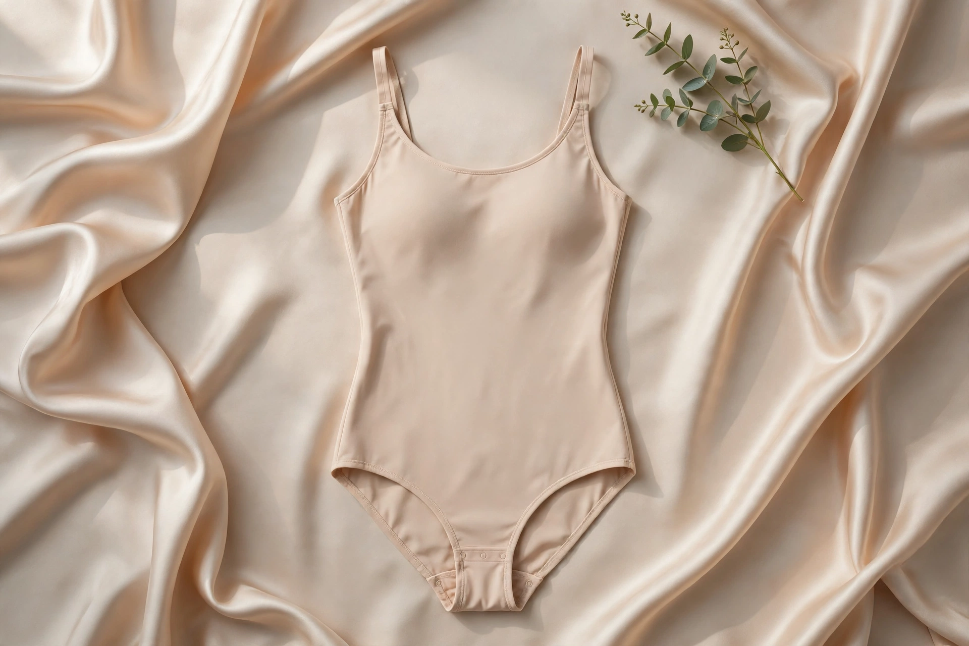 Beige shapewear bodysuit flat lay